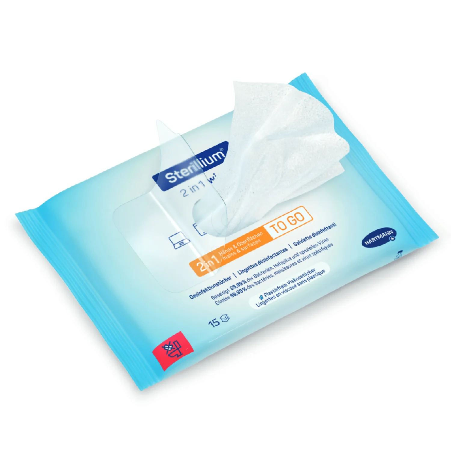 Sterillium 2in1 Hygiene Wipes, čistilni in osvežilni robčki za roke (15 robčkov)